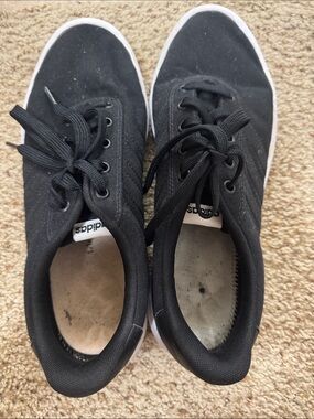 adidas Black Canvas Low-Top Lace-Up Sneakers with White Outsole